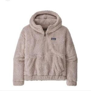 Patagonia Shroom Taupe Hooded Fleece Kangaroo Pocket Pullover Jacket